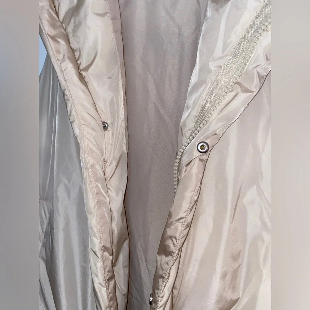 MANGO MNG Hooded Long Puffer Vest women’s Small S champagne double front zipper - Picture 10 of 16